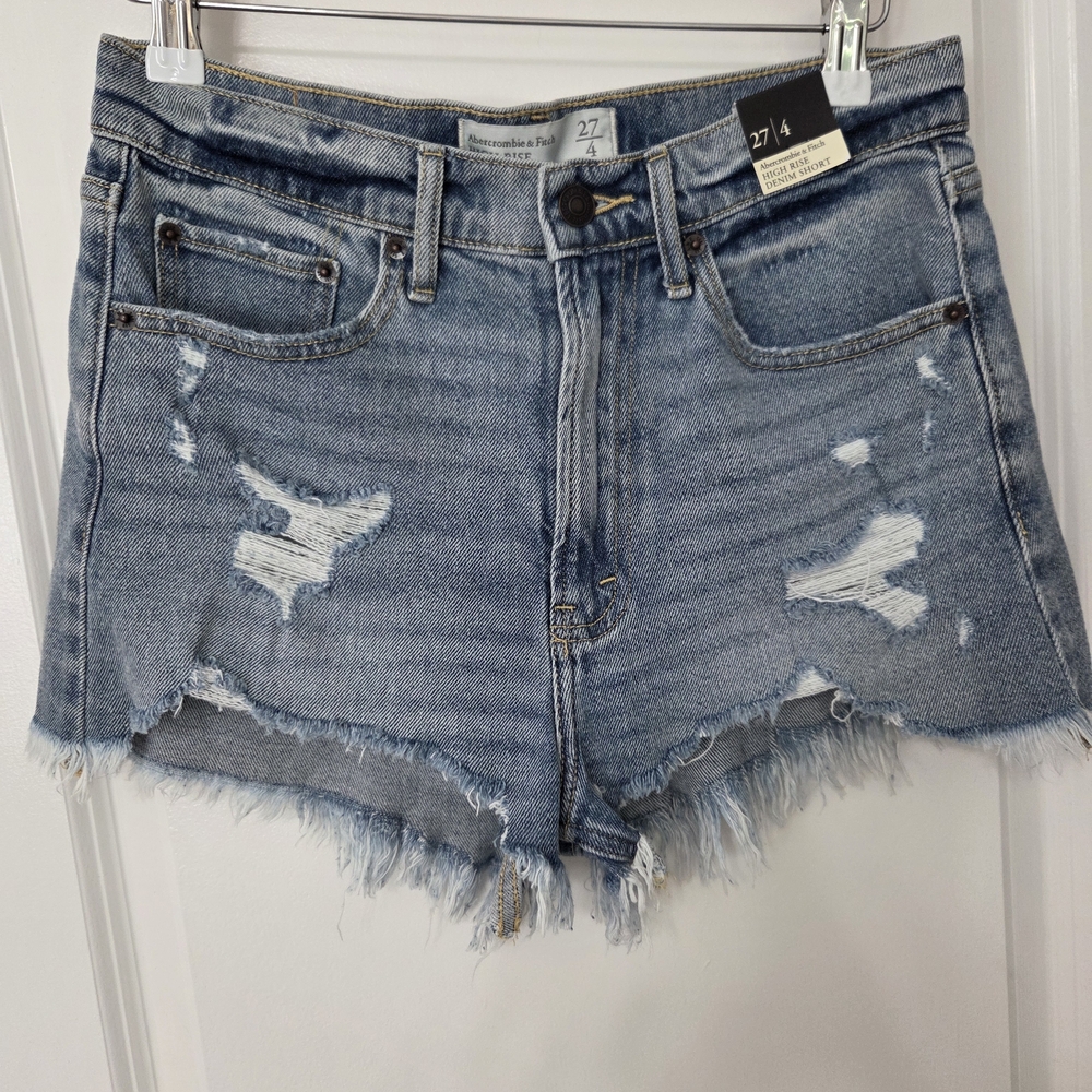 Abercrombie & Fitch Blue Distressed Jean Shorts